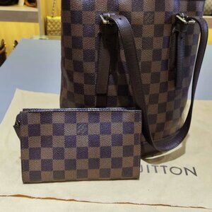 N16 Slightly Used Louis Vuitton Brown Chekerboard Bag with Pouch Small
